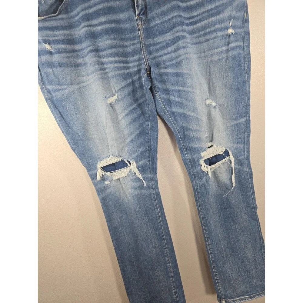 American Eagle Mens Skinny Jeans 46x32 Blue Distressed whiskered Cozy AirFlex BN